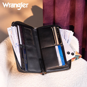 Load image into Gallery viewer, Wrangler Southwest Print Wallet ~ Black