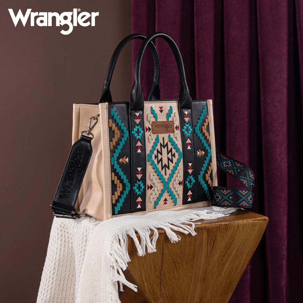 Wrangler Southwest Embroidered Tote ~ Black - Henderson's Western Store