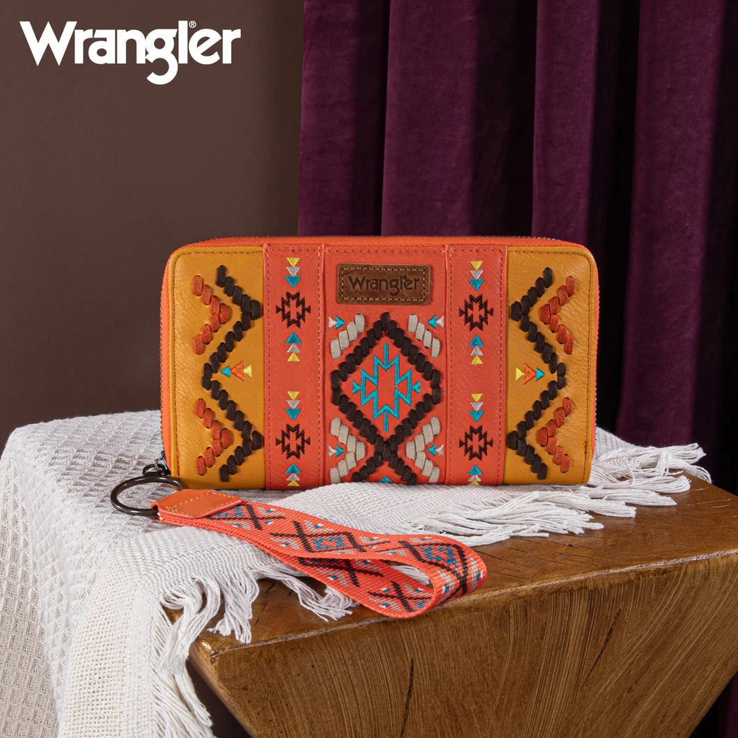 Wrangler Southwest Embroidered Wallet ~ Orange