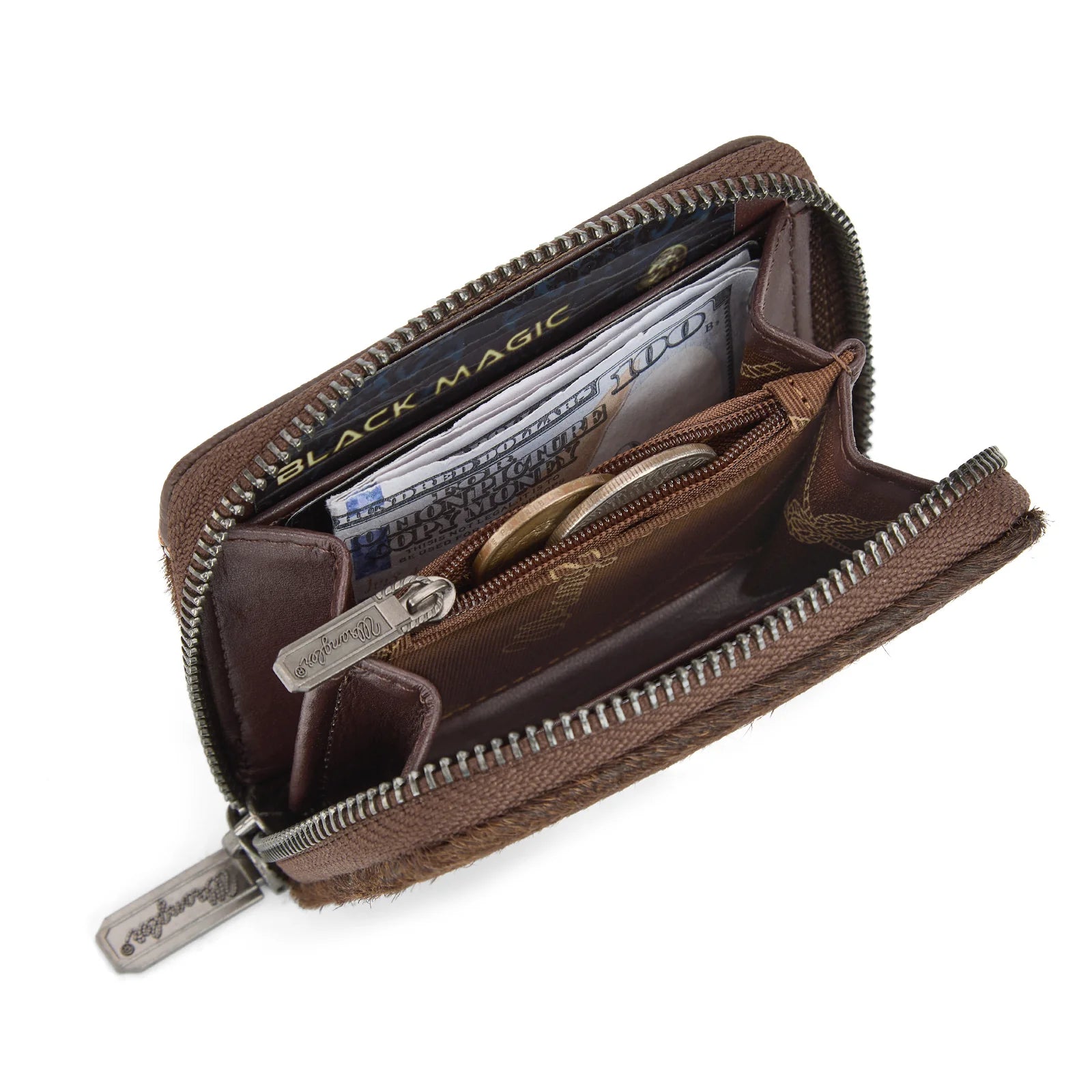 Wrangler Cowhide Zip-Around Wallet ~ Coffee - Henderson's Western Store