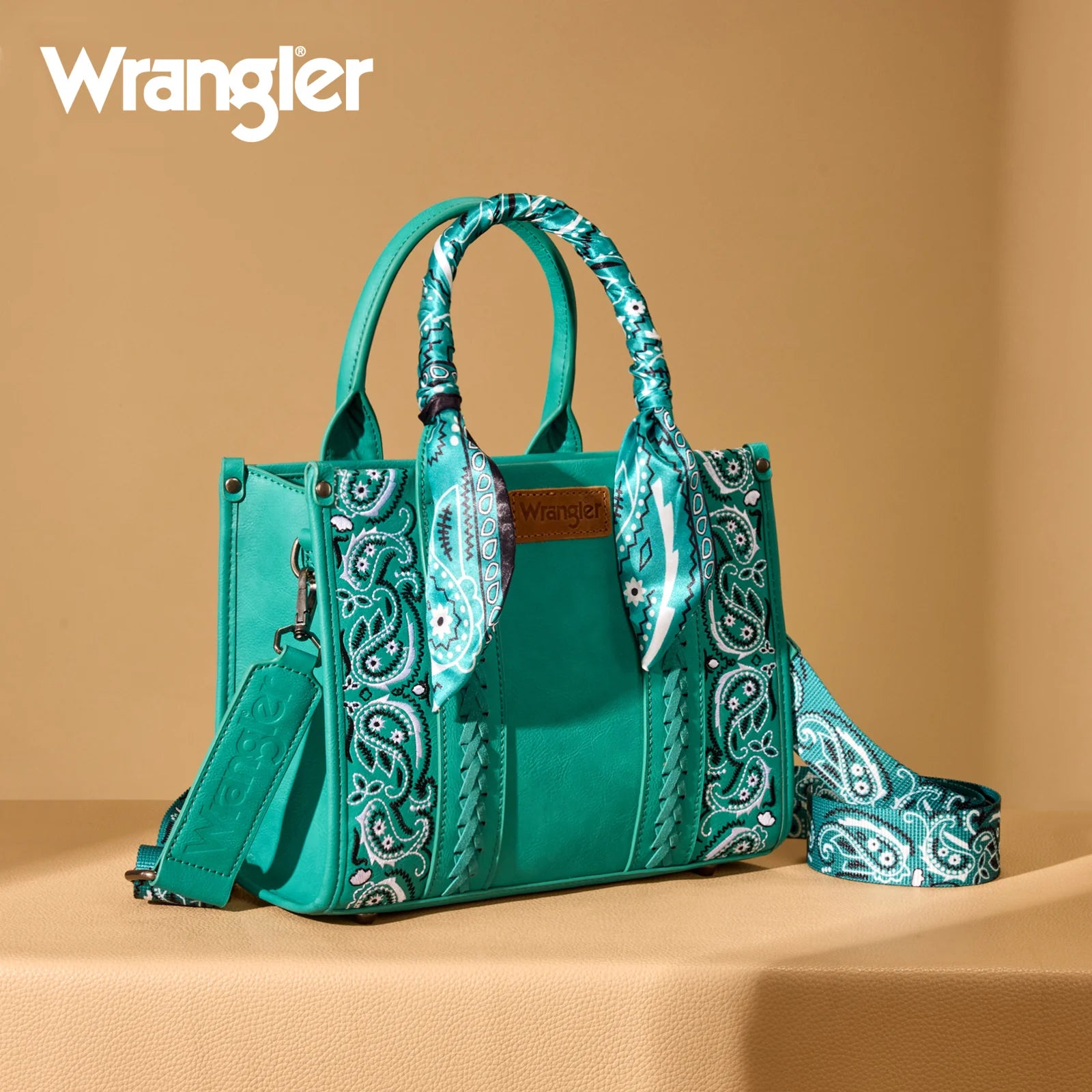 Wrangler Bandana Paisley Print Tote/Crossbody -Turquoise - Henderson's Western Store