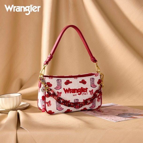 Wrangler Western Print Cowgirl Shoulder Bag ~ Pink - Henderson's Western Store