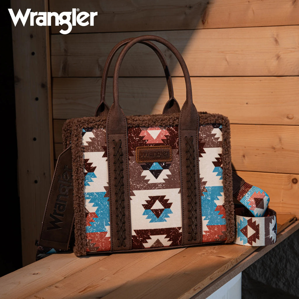 Wrangler Sherpa Southwestern Tote ~ Coffee