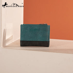 Load image into Gallery viewer, MW Embroidered Wallet ~ Turquoise