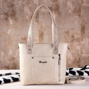 Load image into Gallery viewer, Wrangler Hair-On Carry Tote ~ Beige - Henderson&#39;s Western Store