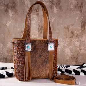 Load image into Gallery viewer, Wrangler Hair-On Carry Tote ~ Brown - Henderson&#39;s Western Store