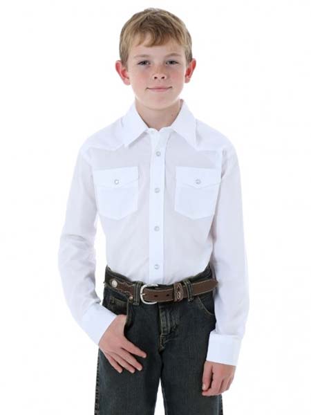 Boy's Wrangler White Shirt - Henderson's Western Store