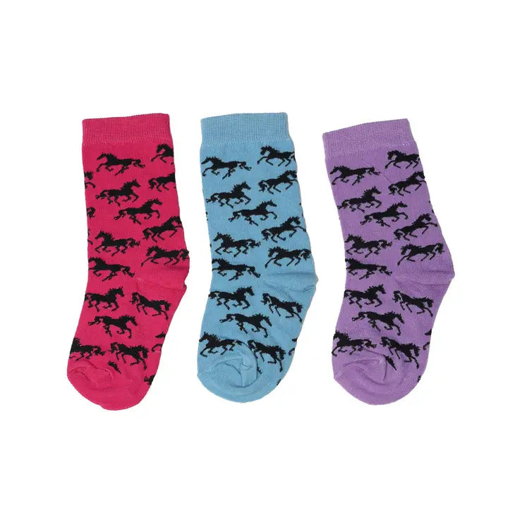 "Lila" Galloping Horses Youth Socks