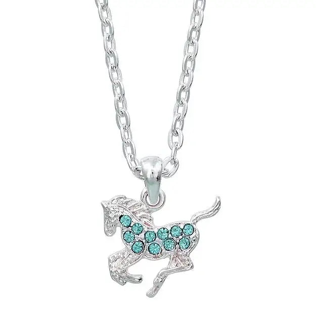 Horses Head Necklace ~ Prancing Pony ~ Aqua - Henderson's Western Store