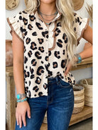 Western Leopard Primal Poise Printed Ruffle Blouse - Henderson's Western Store