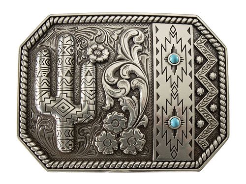 Blazin Roxx Belt Buckle ~ Aztec Cactus - Henderson's Western Store