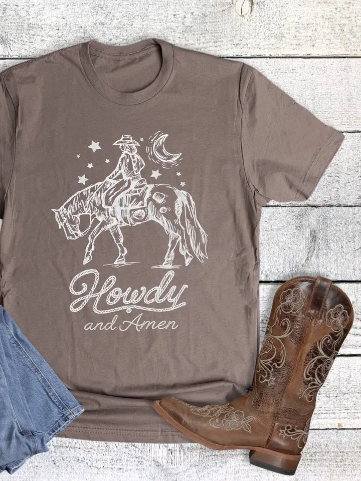 Howdy and Amen Tee - Henderson's Western Store