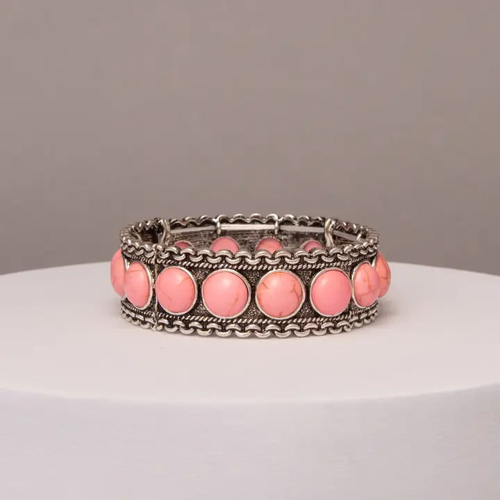 Western Bezel Set Cabochon Stretch Bracelet - Henderson's Western Store