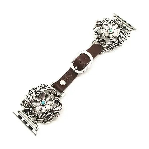 Western Leather Watch Band ~ Flower - Henderson's Western Store
