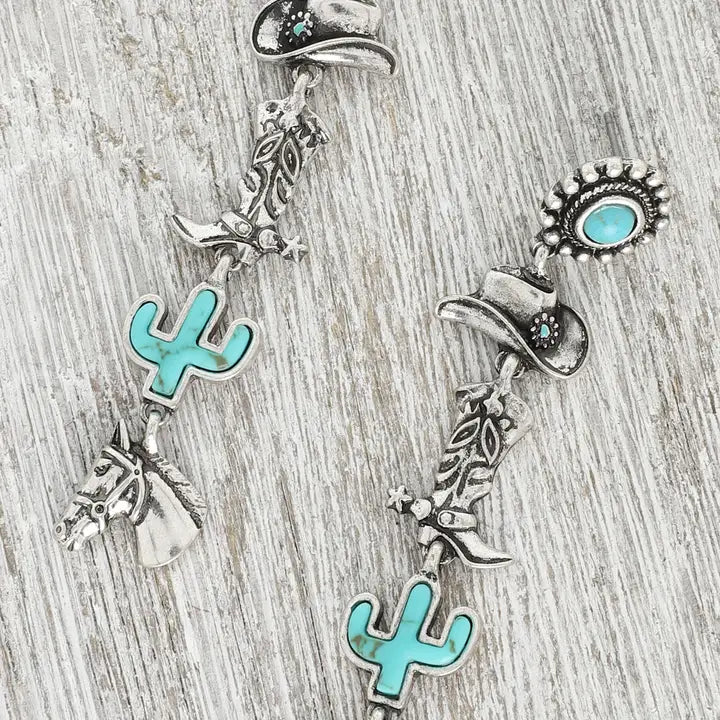 Western Cowboy Theme Turquoise Post Earrings - Henderson's Western Store