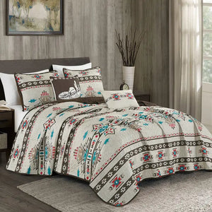 Load image into Gallery viewer, Southwestern Sedona Desert Aztec Quilt Coverlet - 5 Piece Queen - Henderson&#39;s Western Store