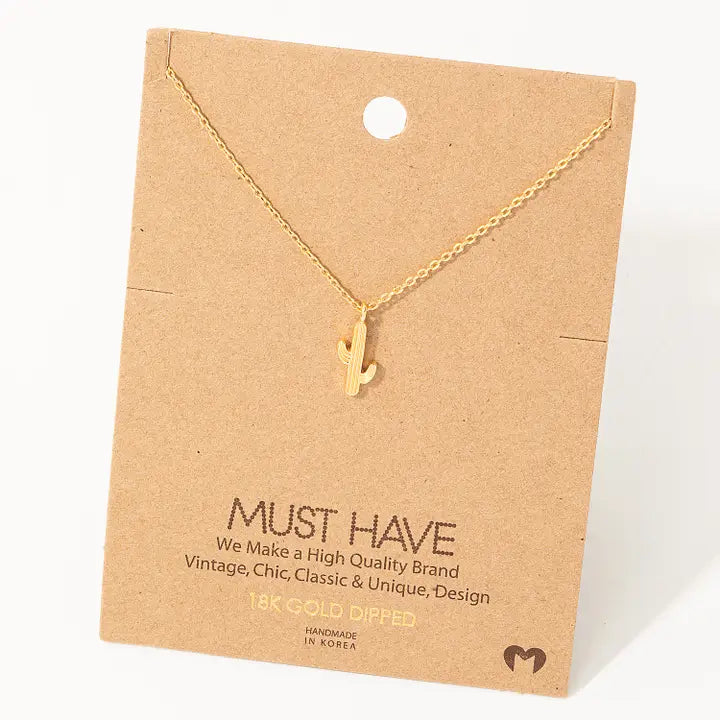 Dainty Cactus Pendant Necklace - Henderson's Western Store