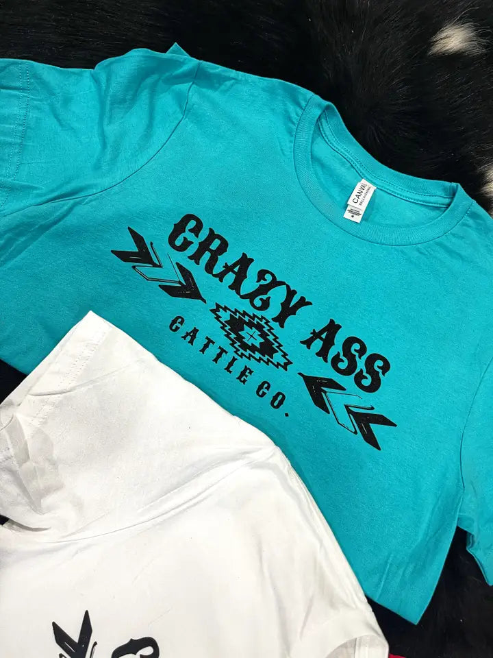 Crazy A** Cattle Co. Tee ~ Turquoise - Henderson's Western Store