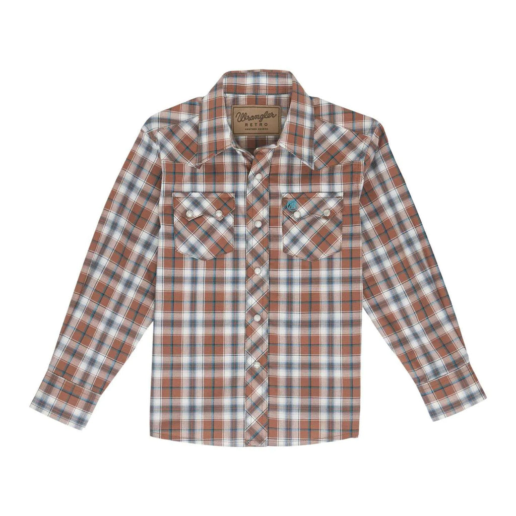 Boy's Retro Wrangler Plaid ~ Brown