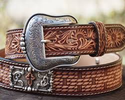 Floral Basket Print Belt W/Cross - Henderson's Western Store
