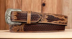 Natural Tooled Leather Belt