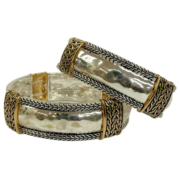 Hammered Gold Metal Stretch Bracelets - Henderson's Western Store