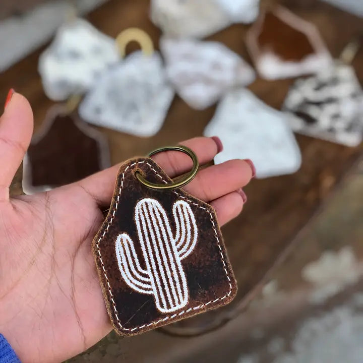 Cactus Vintage Cowhide & Leather Keychain - Henderson's Western Store