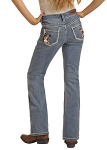 Load image into Gallery viewer, Cowhide Embroidered Jeans by Rock &amp; Roll