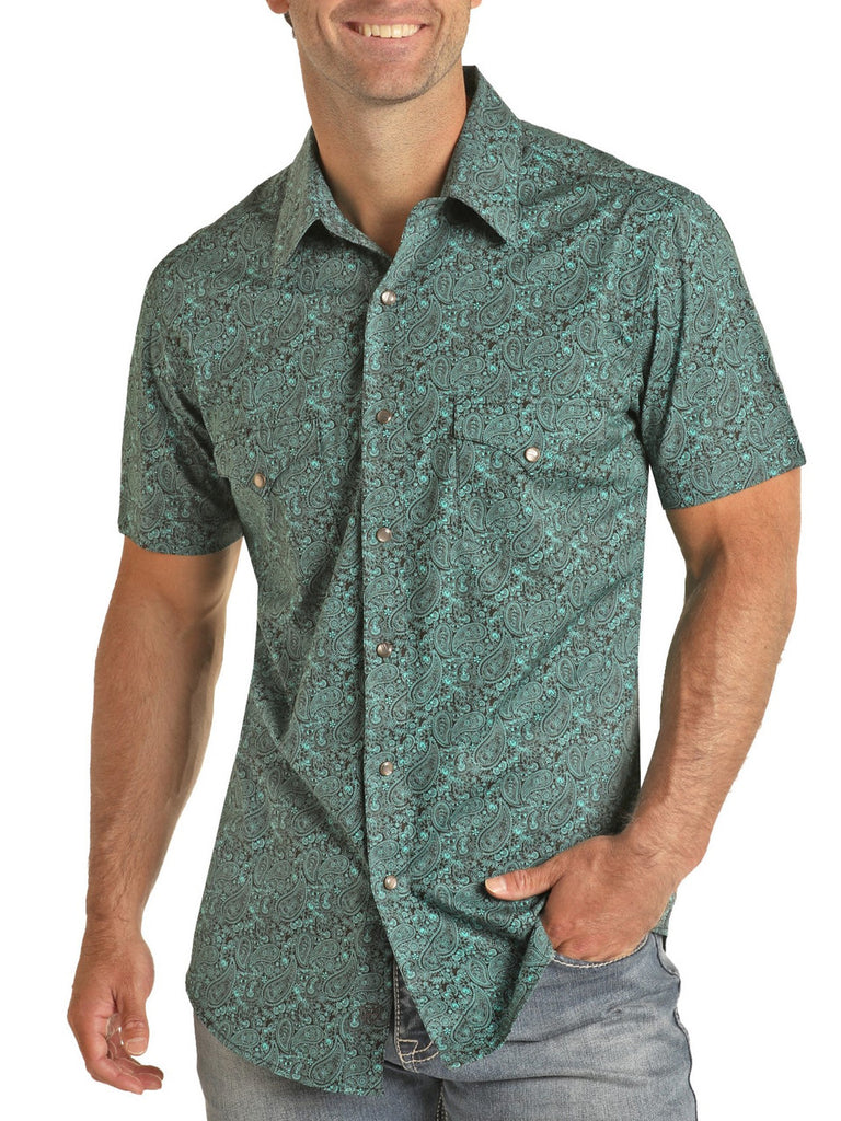 Men's Paisley Print by Rock & Roll ~ Teal - Henderson's Western Store