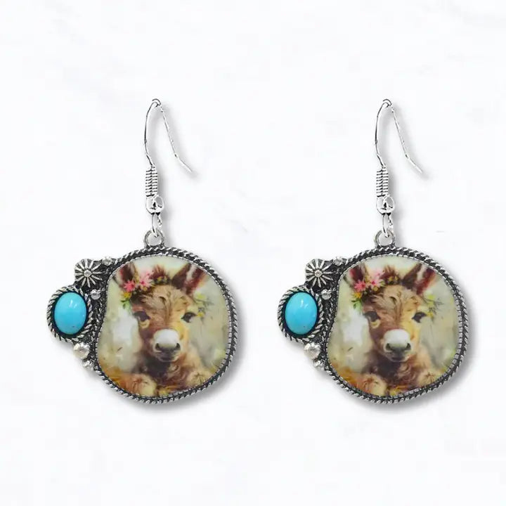 Western Style Foal Portrait Drop Earrings - Henderson's Western Store