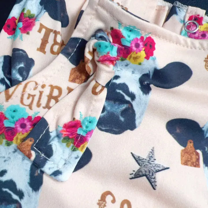 Cowgirl" Cow Printed Romper - Henderson's Western Store
