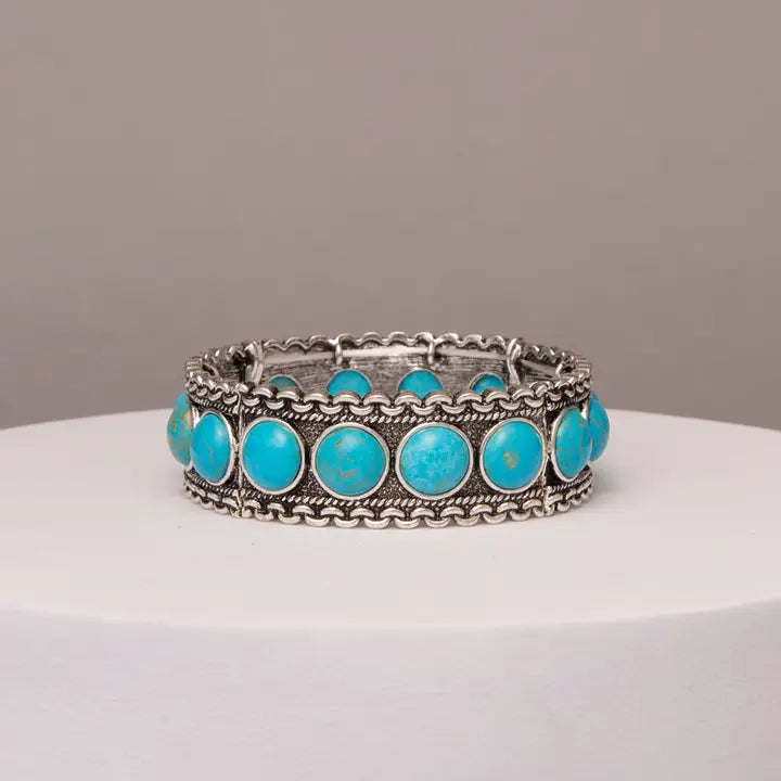 Western Bezel Set Cabochon Stretch Bracelet - Henderson's Western Store
