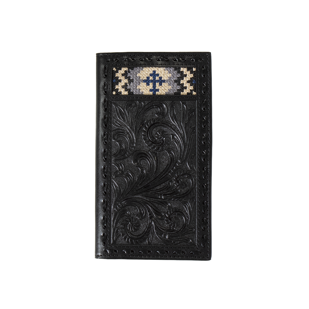 Black Leather Cross Inlay Checkbook - Henderson's Western Store