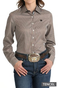 Load image into Gallery viewer, Ladies Striped Cinch  ~ Navy/Brown