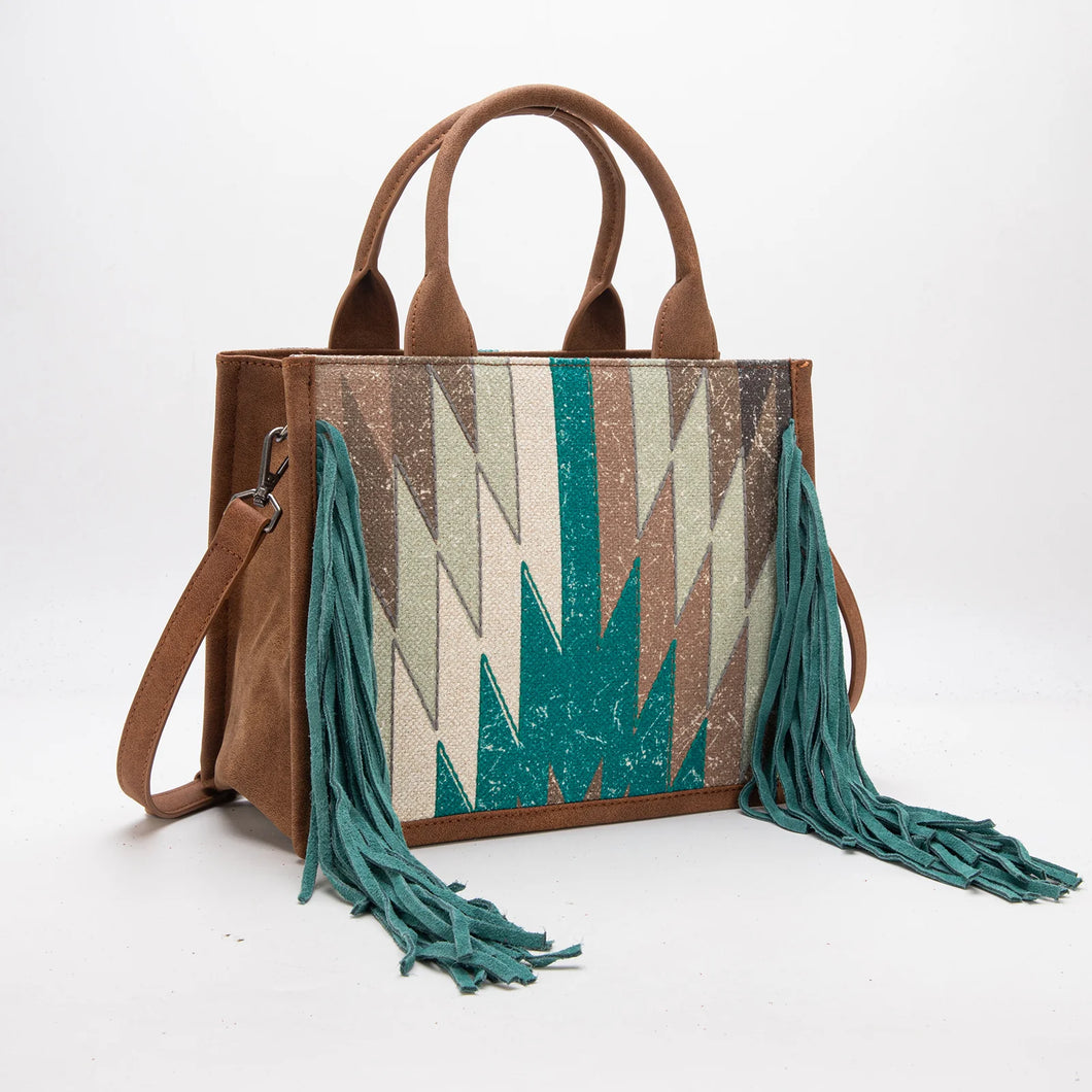 MW Aztec Print Fringe Tote