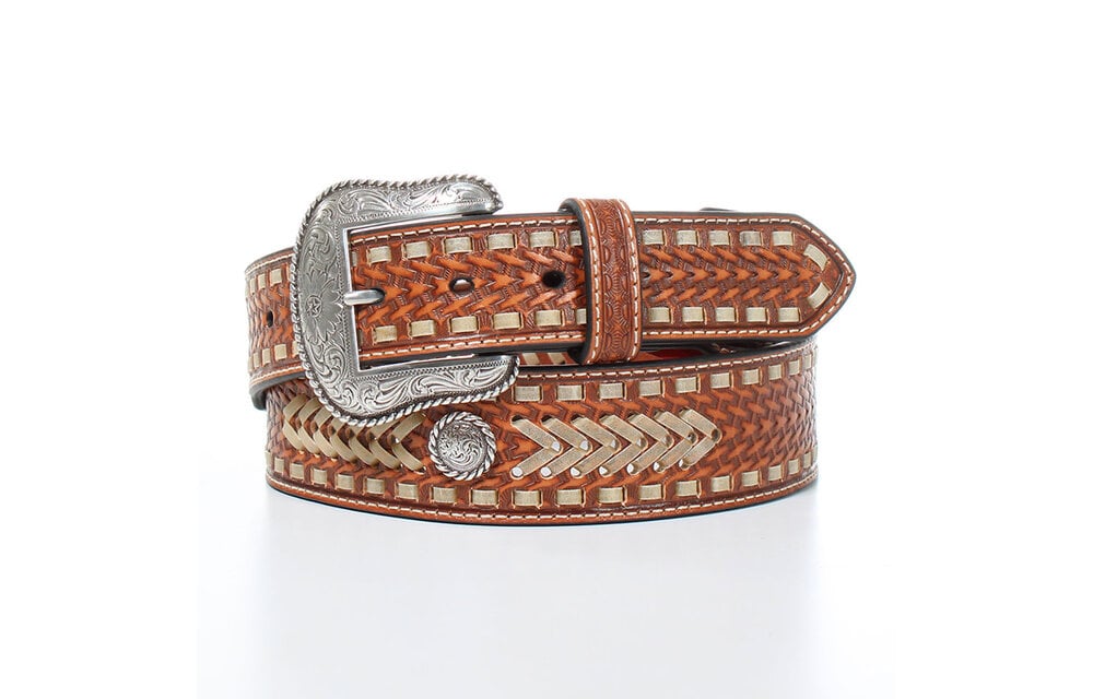 Men's Basketweave Buckstitch Belt - Henderson's Western Store