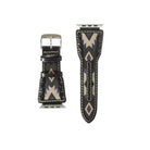 Western Leather Watch Band ~ Black Aztec - Henderson's Western Store