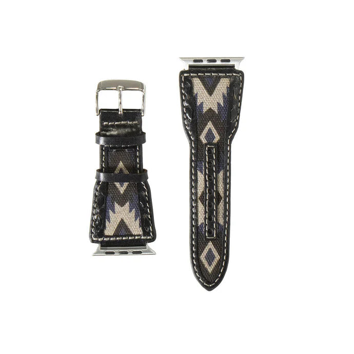 Western Leather Watch Band ~ Black Aztec - Henderson's Western Store