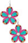 Beaded Floral Earrings ~ Pink