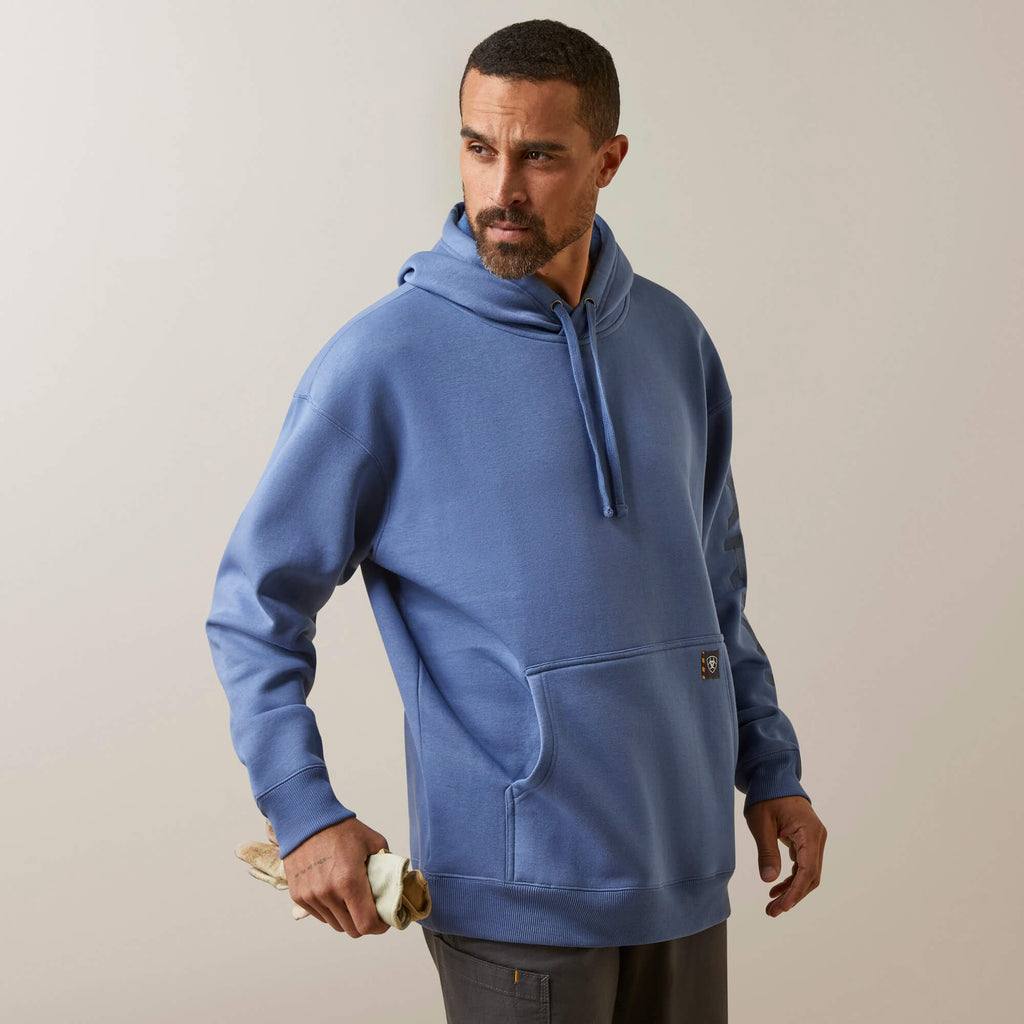 Mens Ariat Rebar Hoodie ~ Blue Costal Fjord - Henderson's Western Store