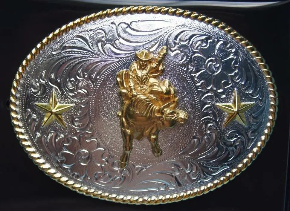 Bull Rider Belt Buckle ~ Stars - Henderson's Western Store