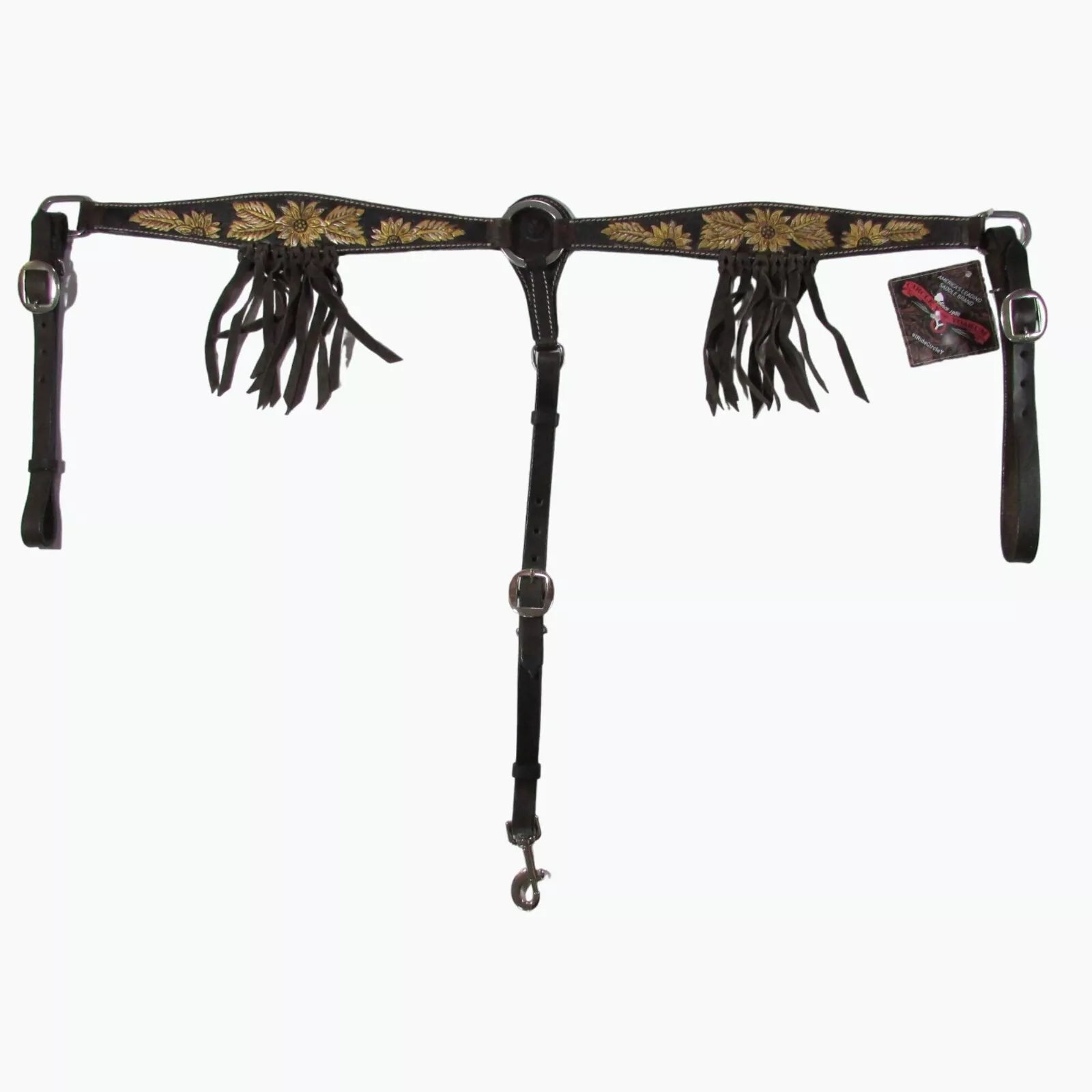 Golden Flower Breast Collar W/Fringe - Henderson's Western Store