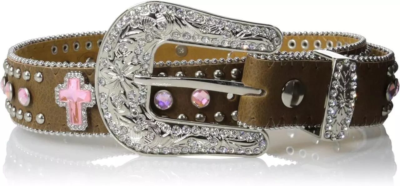 Rhinestones Pink Cross Belt - Henderson's Western Store
