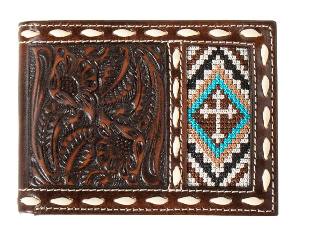 Leather Cross Embroidery Rodeo Wallet ~ Bi-Fold - Henderson's Western Store