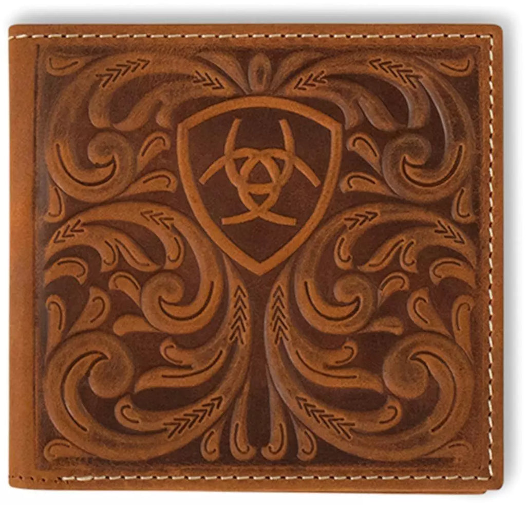 Ariat Leather Embossed Scrolling Wallet ~ Bi-Fold