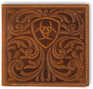 Load image into Gallery viewer, Ariat Leather Embossed Scrolling Wallet ~ Bi-Fold