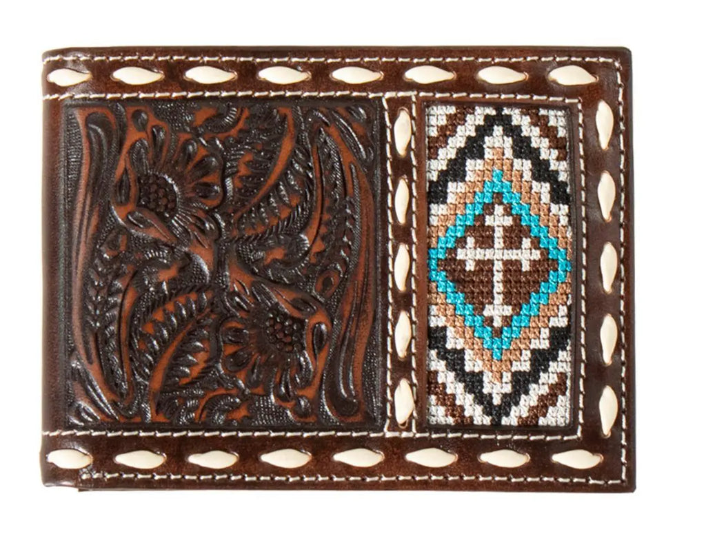 Leather Cross Embroidery Rodeo Wallet ~ Bi-Fold - Henderson's Western Store