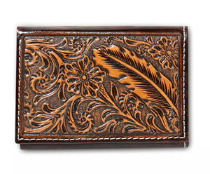 Load image into Gallery viewer, Leather Embossed Cross Wallet ~ Tri-Fold