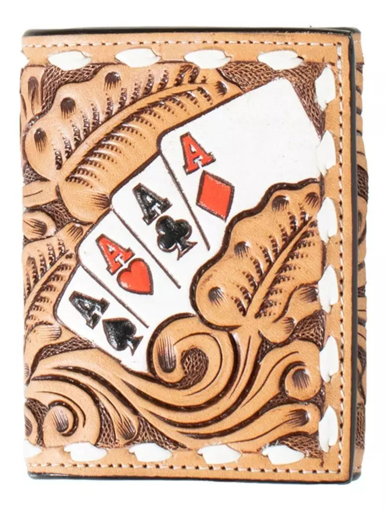 Leather Floral Ace Card ~ Tri-Fold