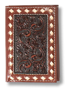 Load image into Gallery viewer, Ariat Floral Embossed W/Buckstitch Wallet ~ Tri-Fold - Henderson&#39;s Western Store